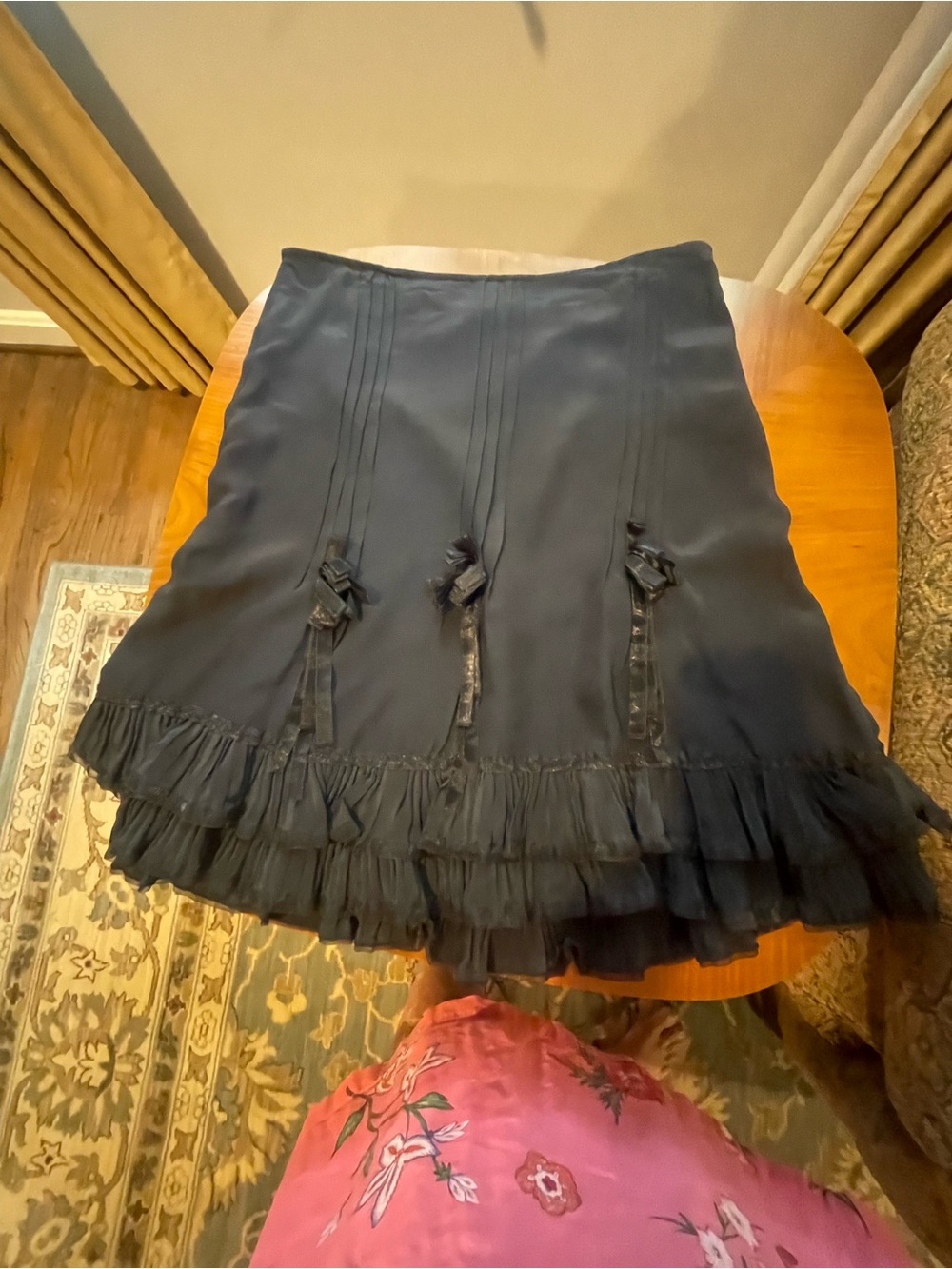 Anne Carson Black Ruffle-Trim A-Line Skirt. Awesome skirt!